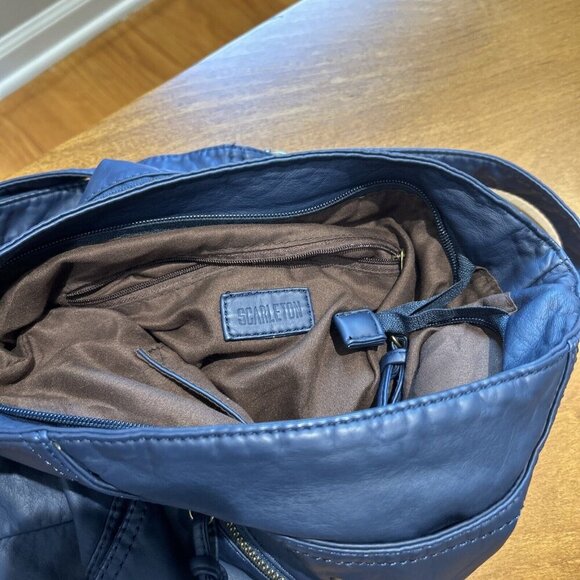 Scarleton Purse Handbag Satchel Shoulder Crossbody Blue Pockets Zipper - Picture 10 of 12